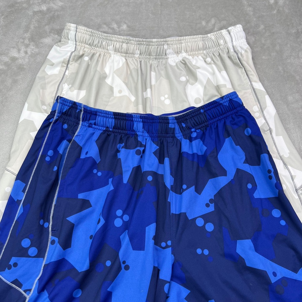 Under Armour HeatGear Shorts Mens Large Blue Grey Camo Geometric Bundle Of 2